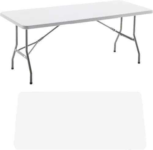 Miniatura 41 de BTEXPERT Mesa plegable de plástico plegable de 4 pies, ligera, altura ajustable, asa de transporte portátil para interiores y exteriores, para Blanco