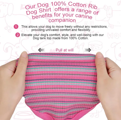 Miniatura 5 de Eleva la Comodidad y Moda de tu Mascota: Chaleco de Camisa para Perros de Algodón 100% Acanalado Premium para Razas Pequeñas como Chihuahuas, Rosa