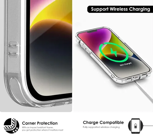 Miniatura 9 de Funda transparente para iPhone 13 con protector de pantalla y protector de lente Protección de grado militar 3 en 1, compatible con iPhone 13