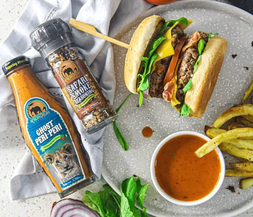 Miniatura 7 de African Dream Foods Mezcla de condimentos con humo Safari con pimientos ahumados, sal marina Ideal para carne, pollo, verduras Molinillo