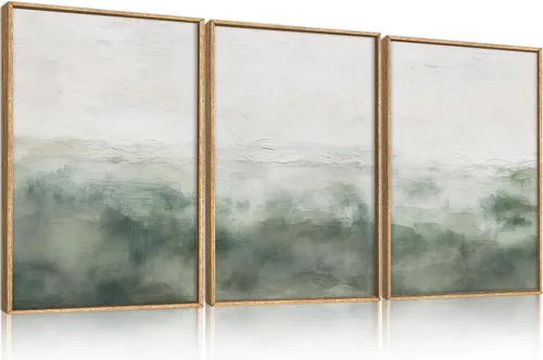 Miniatura 35 de Arte de Pared de Lienzo Enmarcado con Grandes Pinceladas Abstractas, Decoración de Pared Azul Marino Neutro, Pintura de Pared Moderna en Tonos