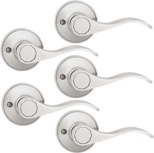 Miniatura 12 de Probrico 12061SN - Manija de puerta, juego de cerradura para puerta con llave de seguridad, para entrada, acabado niquelado satinado disponible