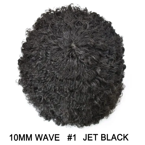 Miniatura 2 de Unidades de cabello para hombres negros, sistema de reemplazo de cabello humano brasileño afro coily Kinky rizado pieza de inyección piel PU