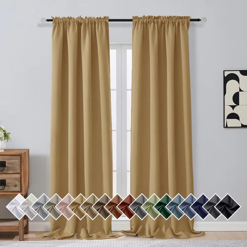 Miniatura 264 de OVZME Cortinas opacas turquesa para tratamiento de ventanas pequeñas, cortinas cortas con bloqueo de luz para ventana de cocina sobre el fregadero