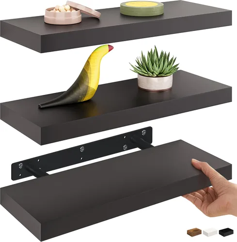 Miniatura 16 de Ballucci - Estantes flotantes, juego de estantes de pared de madera de 36" con soportes invisibles para baño, sala de estar, dormitorio, cocina