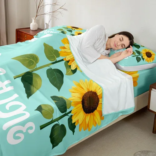 Miniatura 4 de Erosebridal Sábana bajera ajustable de girasol, tamaño individual, con texto en inglés "You are My Sunshine", para adultos, adolescentes y niños