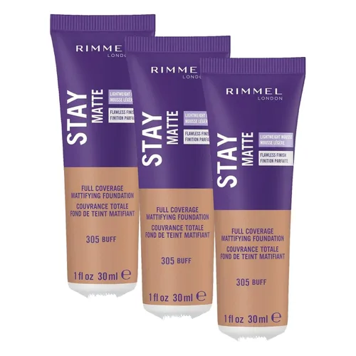 Rimmel Base Stay Matte Buff, 1 onza líquida (paquete de 3)