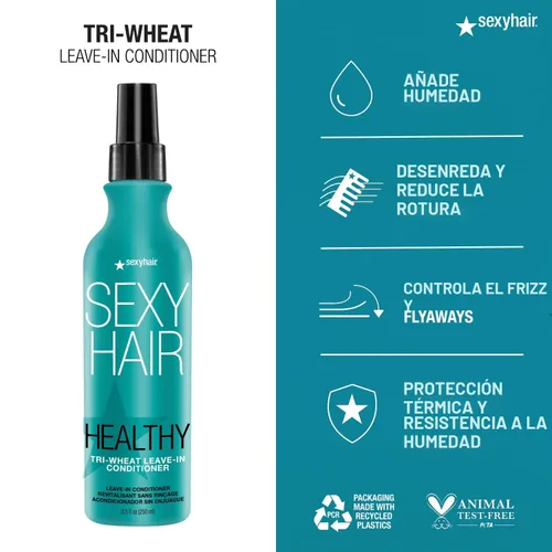 Miniatura 3 de SexyHair - Acondicionador saludable sin enjuague de trigo, hasta un 90% mejor desenredante, reduce la rotura, humedad, suavidad y brillo