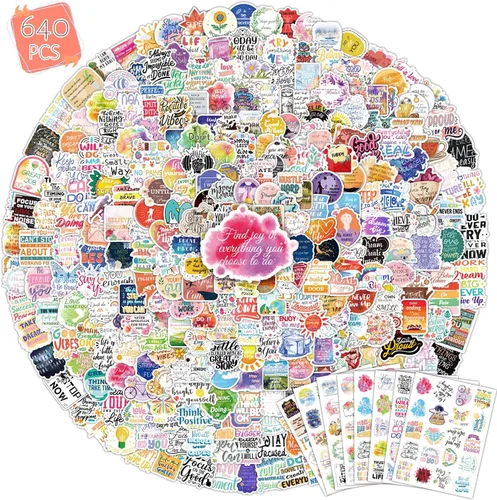 640 calcomanías inspiradoras con citas para adolescentes, calcomanías motivacionales para adultos y mujeres, calcomanías de libro de recortes para