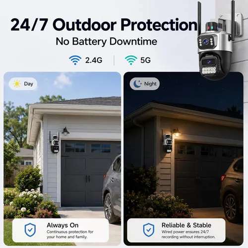 Miniatura 7 de Cámara de seguridad 5G para exteriores, cámaras PTZ de doble lente de 6MP 6X para seguridad en el hogar, cámara con cable impermeable IP66