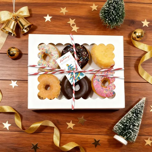 Miniatura 5 de NPLUX Cajas de galletas para panadería con ventana de 8 x 6.5 x 2.5 pulgadas, cajas de pastelería para regalo (paquete de 24, color blanco)