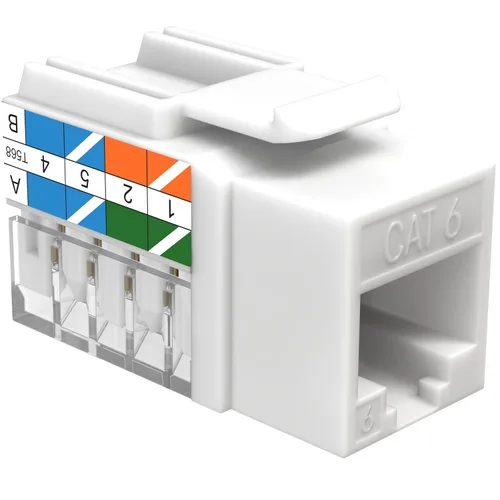 Miniatura 6 de SATMAXIMUM Paquete de 10 conectores de pared Ethernet Keystone Cat6 RJ45 Punch Down Slim Profile UTP blanco, 45 grados para panel de conexión