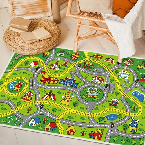 Alfombra de juego para niños, alfombra educativa de 31 x 48 pulgadas, alfombra antideslizante de la vida urbana, alfombra de aprendizaje para niños,