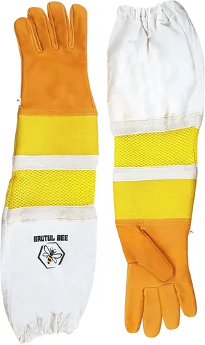 Miniatura 5 de Brutul Bee - Guantes ventilados de piel de vaca con goma y malla manguito largo protector ventilado mangas