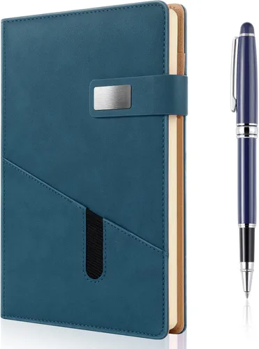 Miniatura 9 de Cuaderno A5 en blanco, cuaderno de bocetos de cuero de tapa dura recargable con bolsillo y hebilla magnética, 240 páginas gruesas de viaje para Negro