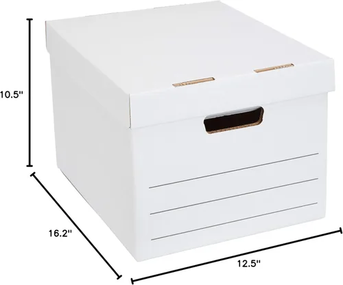 Miniatura 7 de Amazon Basics Cajas de almacenamiento y archivos de servicio mediano con tapa y asas, tamaño legal/carta, paquete de 12, color blanco, 16.2 pulgadas