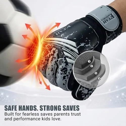 Miniatura 5 de Guantes de portero de fútbol para niños y jóvenes, guantes de portero de fútbol con agarres fuertes