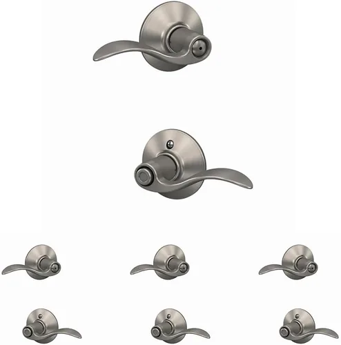 Miniatura 78 de SCHLAGE - Manija Accent con cerradura de entrada con llave y moldura Camelot en níquel satinado - F51A ACC 619 CAM