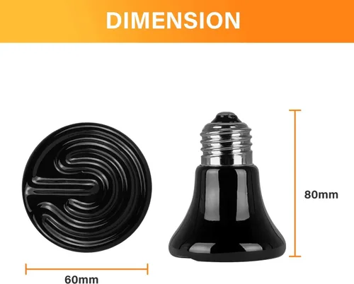 Miniatura 3 de Simple Deluxe Bombilla emisora de calor de cerámica de 25 W (Mini) para reptiles, sin emisor de luz, calentador de gallinero para mascotas anfibias