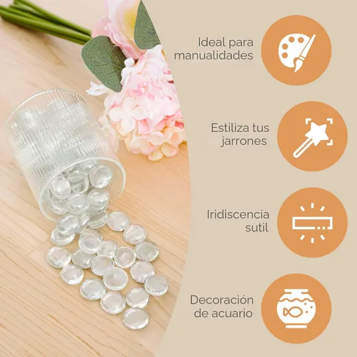 Miniatura 3 de Artículos para el hogar. Canicas claras, guijarros para jarrones, 5 lb, 500-600 piedras, de fondo plano, parte superior redonda, rocas de vidrio
