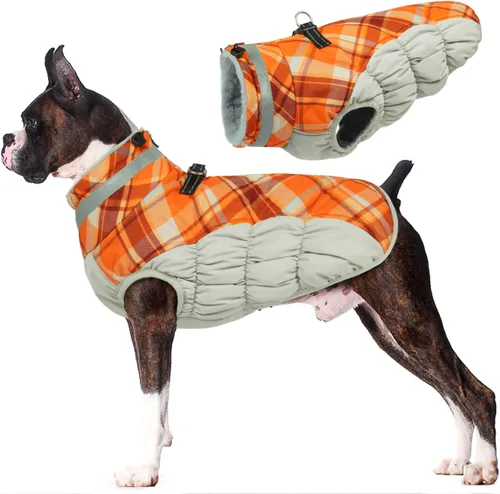 Miniatura 30 de Lelepet Abrigo cálido para perro, abrigo de invierno para perro, chaqueta impermeable para perros con arnés incorporado, chaleco reflectante