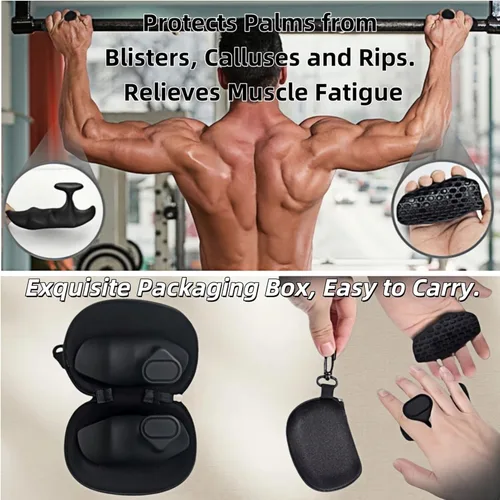 Miniatura 5 de Agarres de entrenamiento antideslizantes, guantes de entrenamiento ergonómicos, agarres de levantamiento de pesas, para hombres y mujeres, Negro