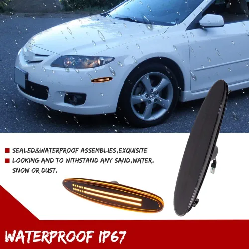 Miniatura 7 de Lente ahumada ámbar LED delantero marcador lateral luz Fender lámpara compatible con Mazda 6 Mazdaspeed6 GG GY GG1 GY1 Pieza OEM GK2A515E0A