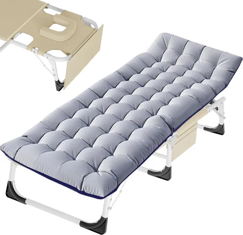 Miniatura 15 de Slsy Catre de camping plegable para adultos con almohadilla, catres de dormir portátiles acolchados, cama de campamento con bolsa de transporte