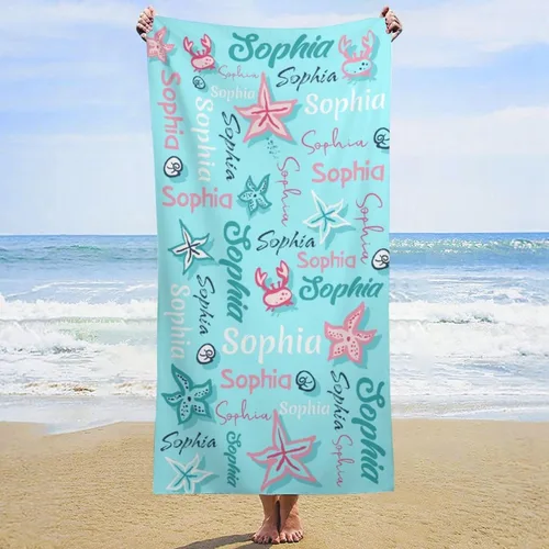 Miniatura 38 de Toallas de playa personalizadas para niños y adultos, regalos personalizados con nombre, toalla de playa de microfibra de gran tamaño de secado