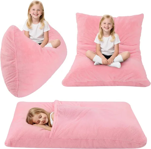 Miniatura 25 de COMAX Silla Puf para Niños que se Convierte en Cama Puf, Silla Puf de Pana para Niños y Niñas para Dormir, Pufs Perezosos para Niños con Relleno