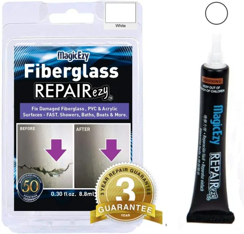 Miniatura 5 de MagicEzy Fiberglass RepairEzy (azul) - Kit de reparación de fibra de vidrio en un tubo - Repara grietas anchas, astillas y agujeros - Duchas