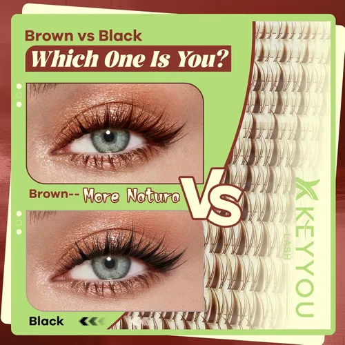 Miniatura 3 de KEYYOU Brown Fairy - Kit de racimos de pestañas – Spiky Anime C Curl Manga 0.315-0.630 in, kit de extensión de pestañas incluye pestañas negras