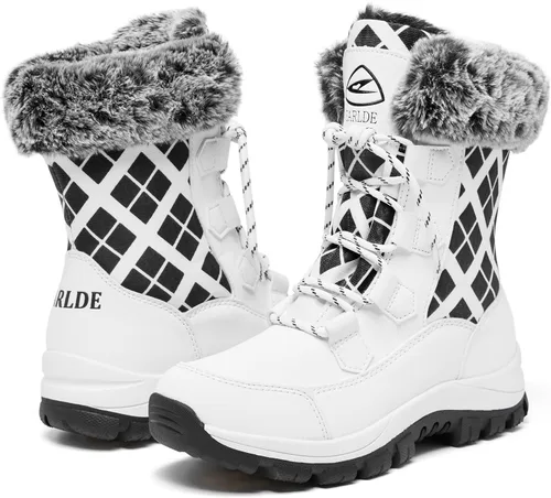 Miniatura 3 de EARLDE Womens Snow Boot With Waterproof Lace Up Mid-Calf Outdoor Winter Deep Tread Rubber Sole