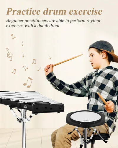 Miniatura 3 de Kit de Glockenspiel y Xilófono Eastar Avanzado de 32 Notas para Principiantes, Kit de Percusión con Almohadilla de Práctica de Tambor de 8 Pulgadas