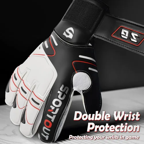 Miniatura 5 de Sportout Guantes de portero para jóvenes y adultos, agarre fuerte para las paradas más difíciles, con protección en los dedos y látex de 4+3MM