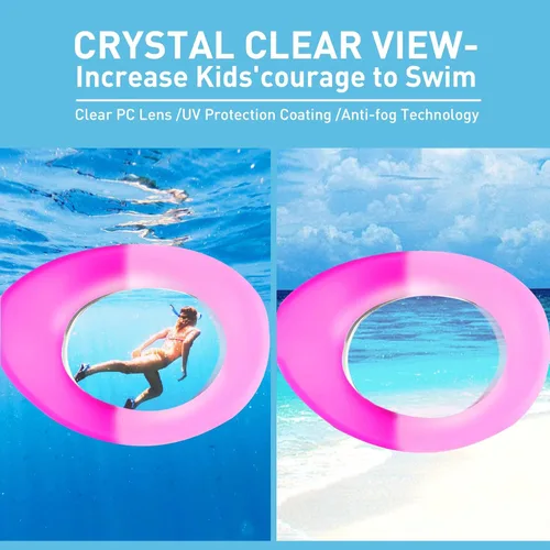 Miniatura 6 de Aegend - Paquete de 2 gafas para niños, gafas de natación para niños de 4 a 16 años, niños y niñas jóvenes, gafas de piscina antivaho, impermeables