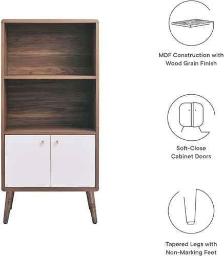 Miniatura 7 de Modway Transmit, soporte para TV de 55 pulgadas, color blanco nogal