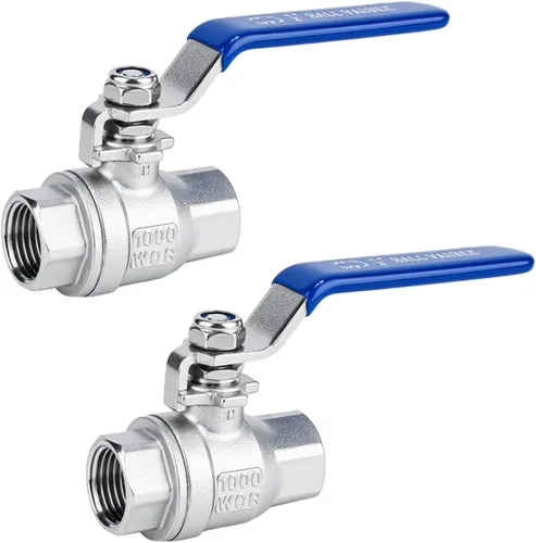 Miniatura 9 de 2 válvulas de bola de acero inoxidable 304, NPT hembra de puerto completo con mango de aislamiento de vinilo azul resistente (2, 1 pulgada)