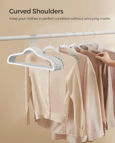 Miniatura 7 de SONGMICS - Perchas para ropa, paquete de 50 perchas de plástico para abrigos, ahorro de espacio, blanco en nube UCRP050W05 Blanco Nube