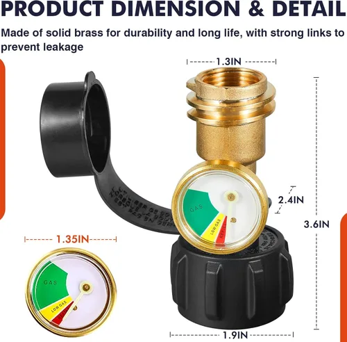 Miniatura 2 de Llamaviva - Medidor de tanque de propano con detector de fugas, indicador de nivel universal para tanques de 5 a 40 libras, estufas de campamento