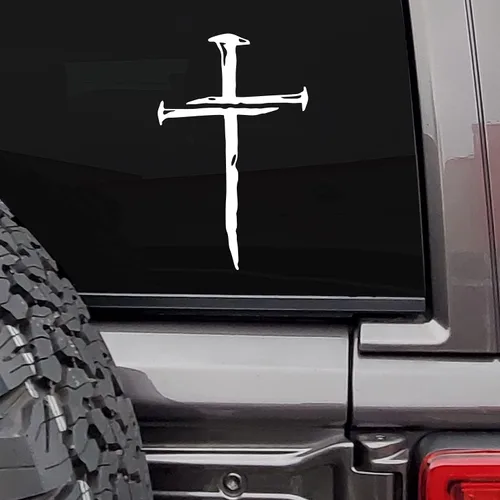 Miniatura 8 de MAZ DISTRIBUTIONS – Adhesivo de Cruz de Clavos – Vinilo para autocaravanas para portátil – Adhesivo impermeable removible para moto – Uso