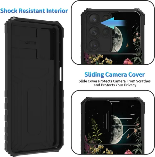 Miniatura 59 de Funda para Samsung Galaxy S22 Ultra 5G, Galaxy S22 Ultra con cubierta de cámara deslizante, funda resistente de doble capa con función atril Black
