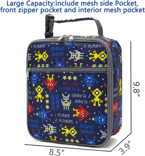 Miniatura 3 de FlowFly Lonchera para niños, bolsa suave aislada, mini hielera para el regreso a clases, kit de bolsa térmica para comidas, para niñas, niños, robot