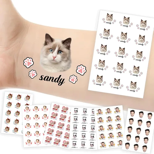 Miniatura 27 de Tatuajes temporales personalizados con foto y nombre, logotipo personalizado para adultos, niños, mujeres, hombres, regalo de boda, cumpleaños