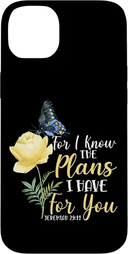 Miniatura 15 de iPhone 16 Christian Bible Verse Butterfly Rose Flower Jeremiah 29:11 Case
