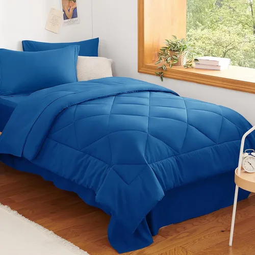 Miniatura 70 de CozyLux - Juego de edredón en una bolsa, para dormitorio universitario, todas las estaciones, edredón, sábanas y fundas para almohada y decorativas