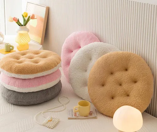 Miniatura 6 de Cojines de silla cómodos cuadrados y redondos de lana de cordero artificial, cojines de asiento de silla suaves y esponjosos de felpa para casa
