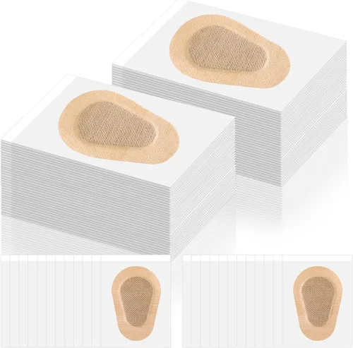 80 parches adhesivos para los ojos, almohadillas desechables para adultos, vendajes adhesivos sin látex (3.3 x 2.3 pulgadas, color nudo)