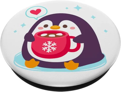 Miniatura 2 de Little Cute Chubby Penguin Love Coffee - PopSockets Grip and Stand for Phones and Tablets