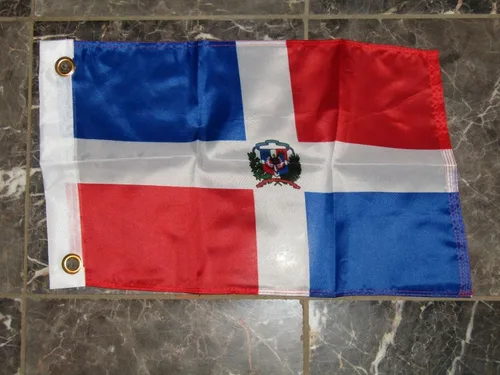 Ant Enterprises Bandera de 12 x 18, 12 x 18 pulgadas, diseño de país de República Dominicana, barco, motocicleta, con ojales de latón